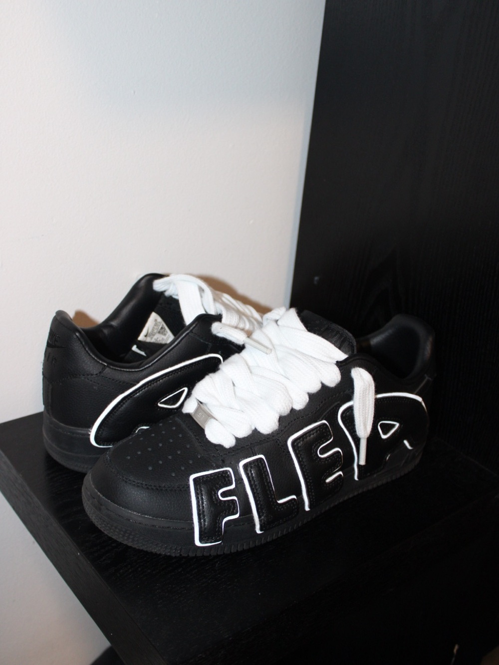 Nike Kids Black and White 'FLEA' Graphic Lace-Up Sneakers